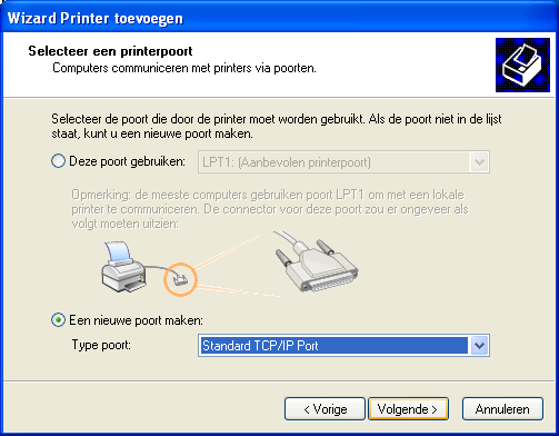 WELKOM 10 STAP 3 Postscript-printerstuurprogramma s installeren op gebruikerscomputers voor TCP/IP-afdrukken Via de Windows XP-computer van een gebruiker: 1 Klik op Start en kies Printers en