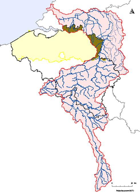 Figuur 1: Situering internationaal stroomgebieddistrict van de Schelde Figuur 2: Situering internationaal stroomgebieddistrict