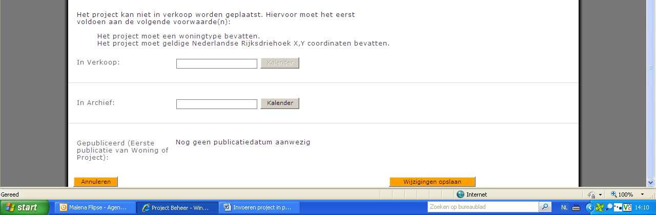- Het project staat nu nog in concept. Dit betekent dat het niet zichtbaar is op www.niki.nl.