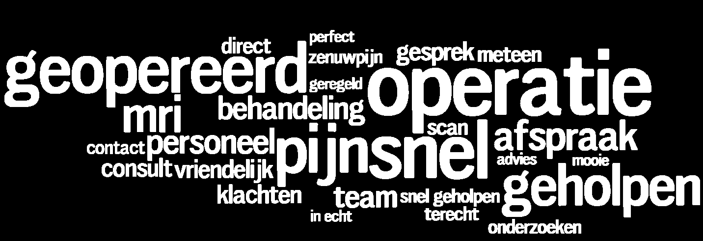 Resultaten open toelichting Positieve associaties zorgverleners Specifiek voor R.E.C.M. Mooren: De heer Mooren stelt zijn patiënten zeer op hun gemak.