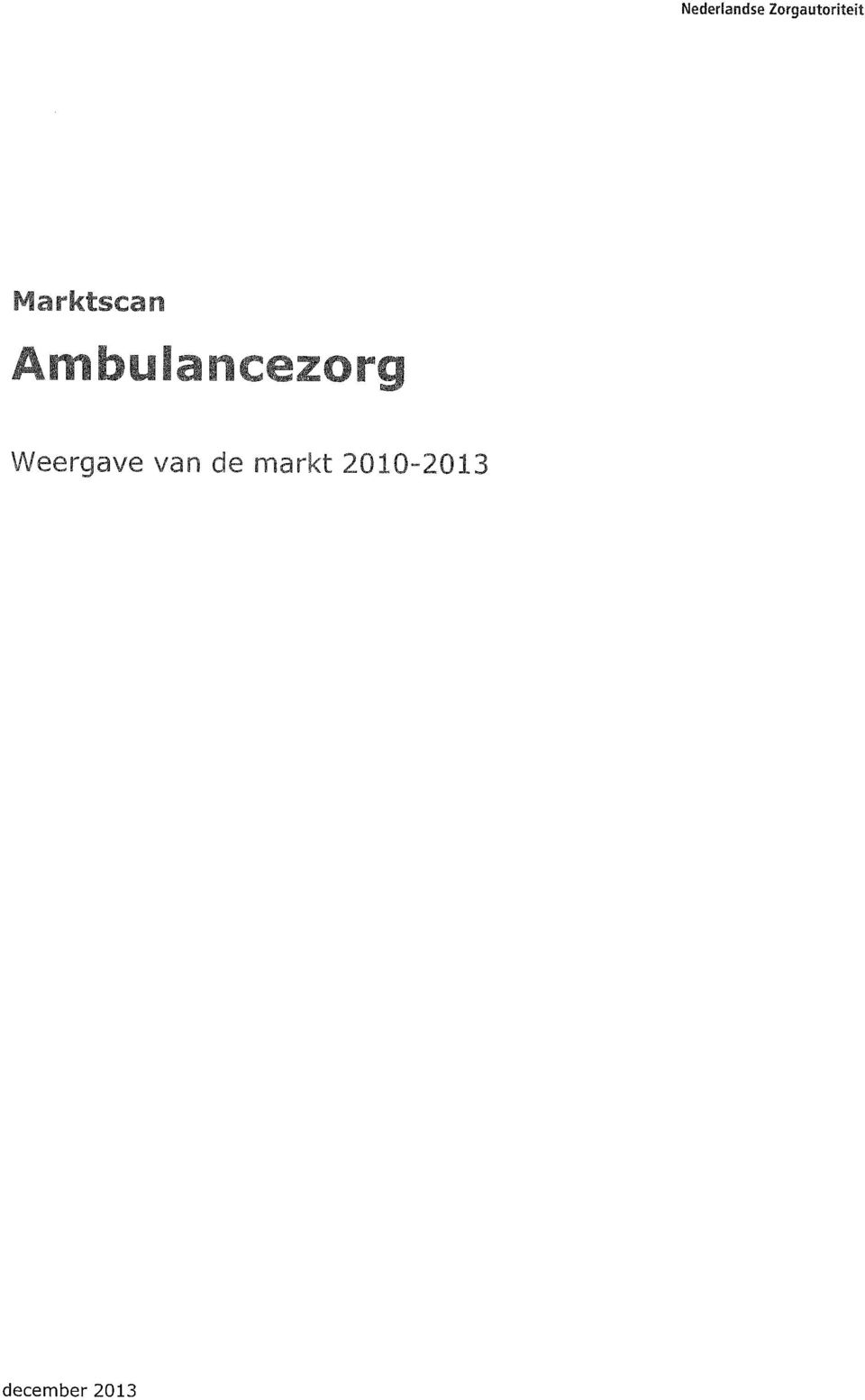 Marktscan Ambulancezorg