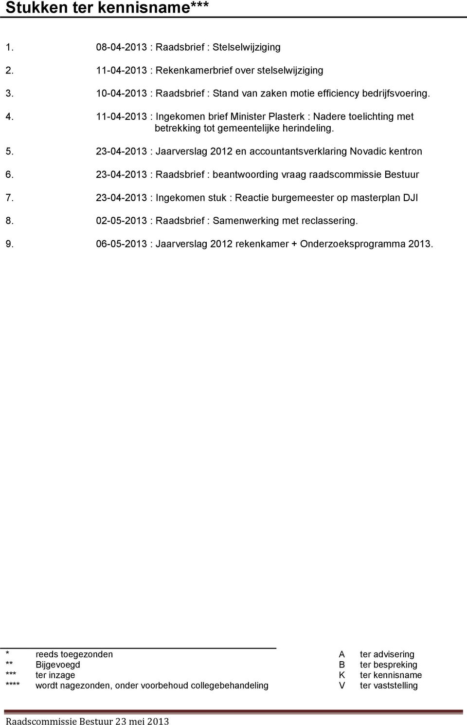 11-04-2013 : Ingekomen brief Minister Plasterk : Nadere toelichting met betrekking tot gemeentelijke herindeling.