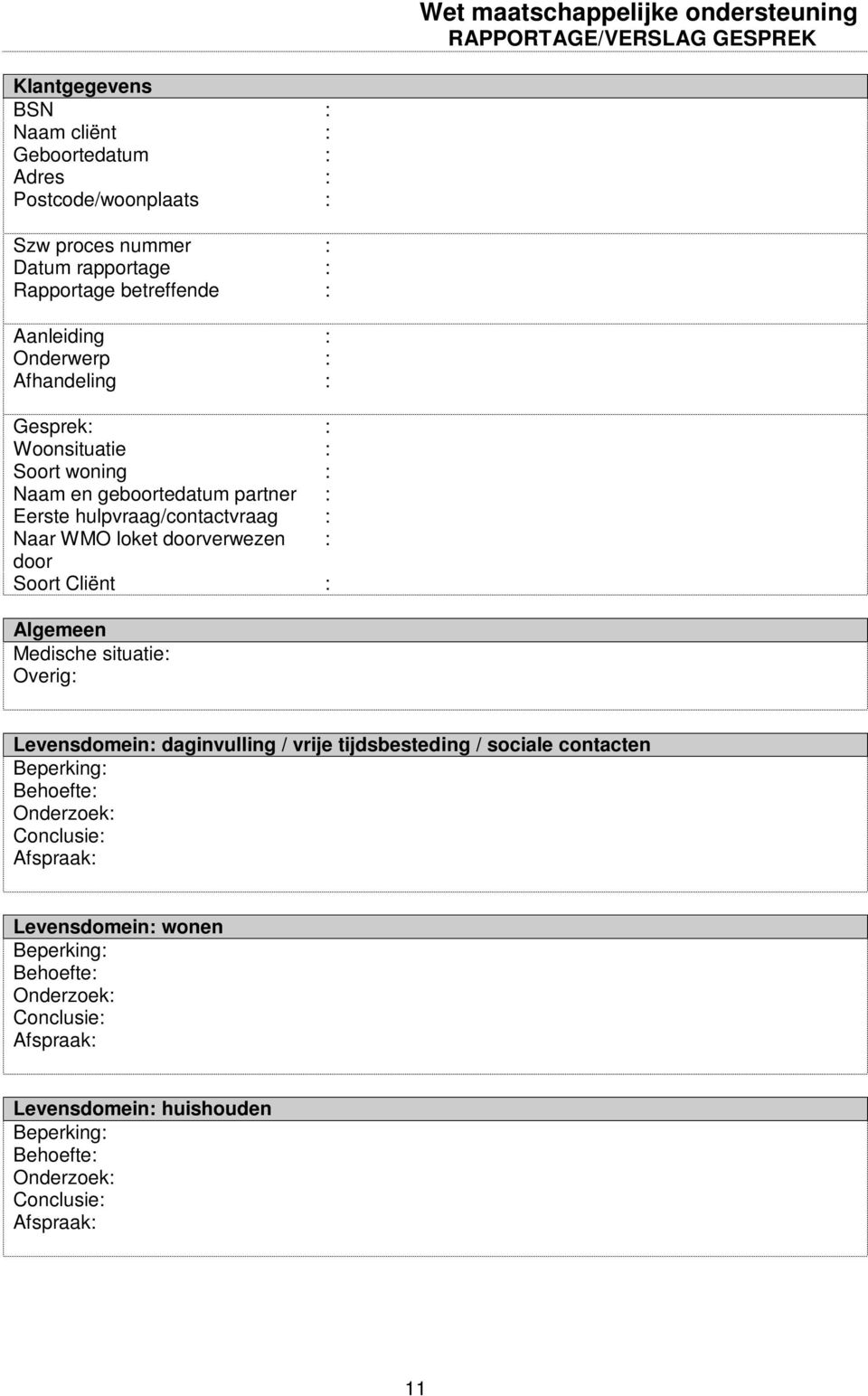 hulpvraag/contactvraag : Naar WMO loket doorverwezen : door Soort Cliënt : Algemeen Medische situatie: Overig: Levensdomein: daginvulling / vrije tijdsbesteding / sociale