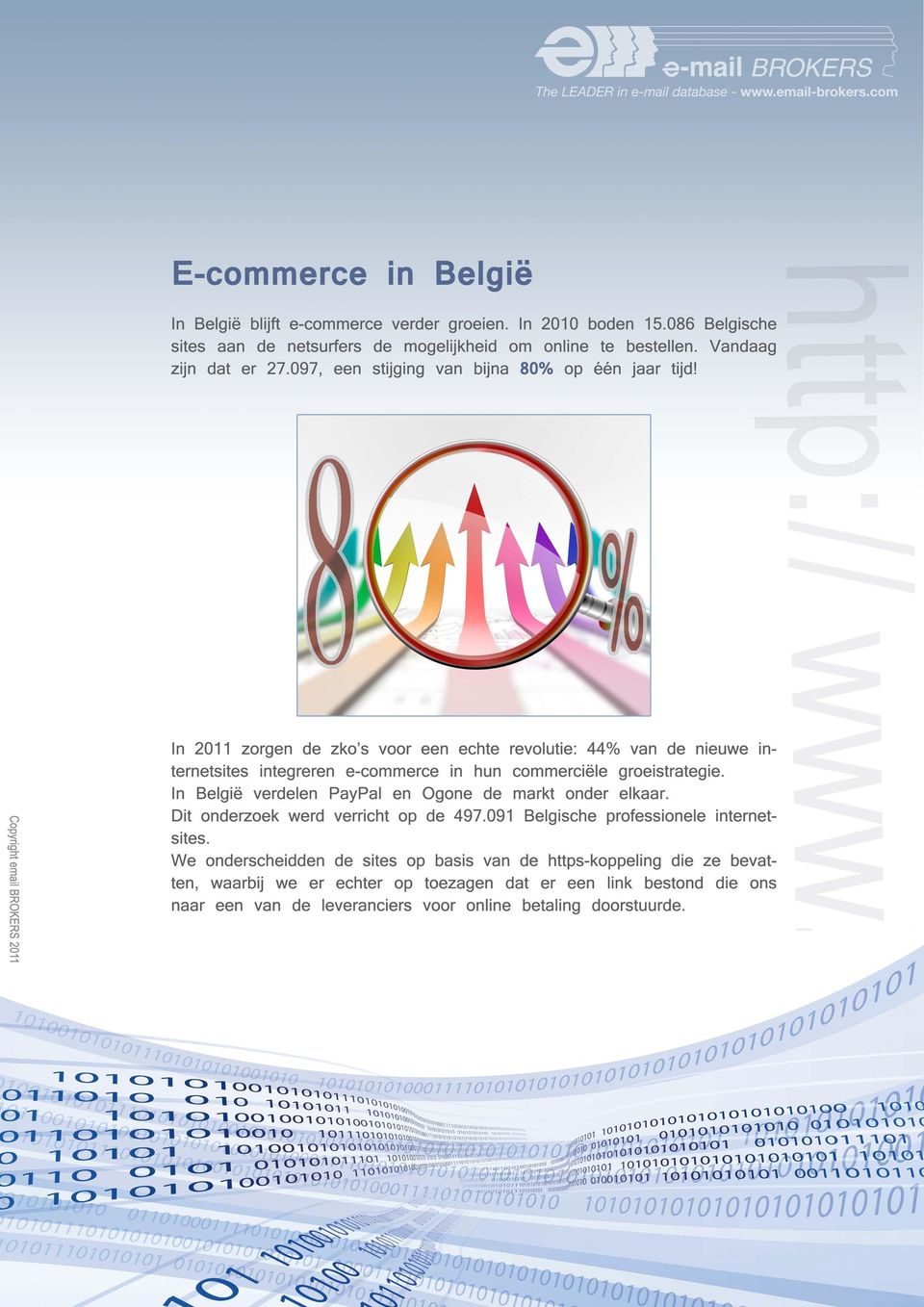 In België verdelen PayPal en Ogone de markt onder elkaar. Dit onderzoek werd verricht op de 497.091 Belgische professionele internetsites.