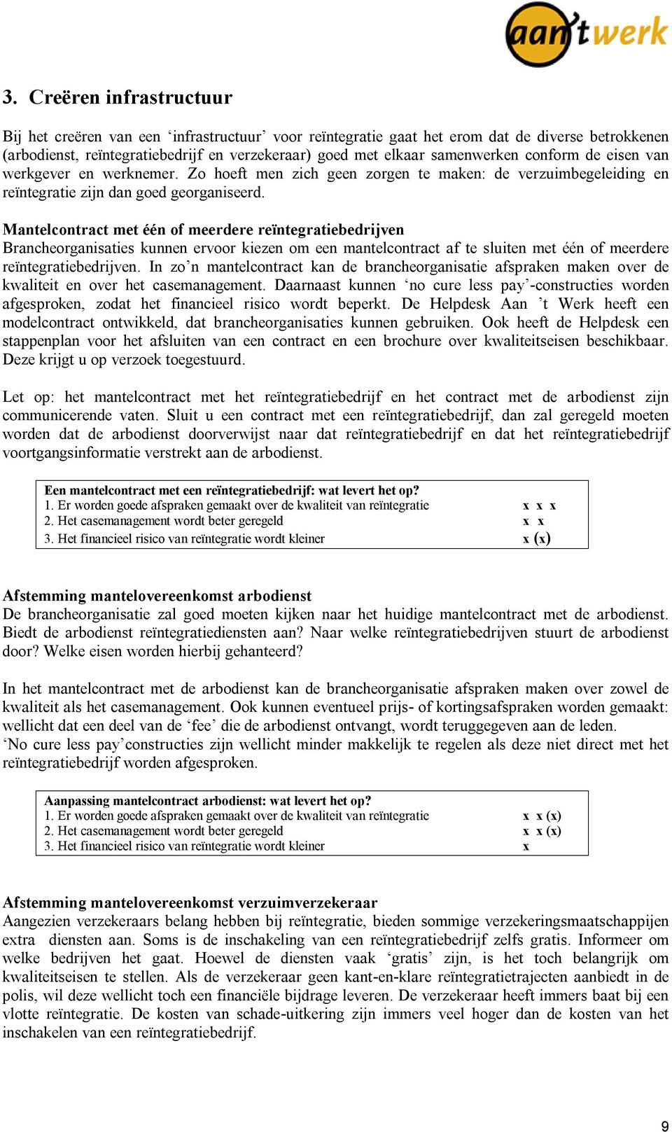 Mantelcontract met één of meerdere reïntegratiebedrijven Brancheorganisaties kunnen ervoor kiezen om een mantelcontract af te sluiten met één of meerdere reïntegratiebedrijven.