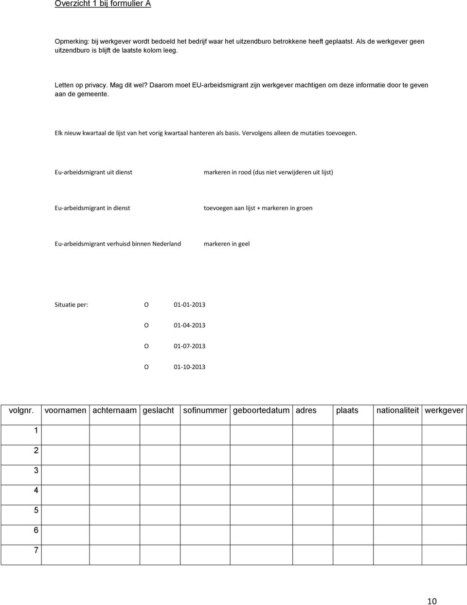 Elk nieuw kwartaal de lijst van het vorig kwartaal hanteren als basis. Vervolgens alleen de mutaties toevoegen.