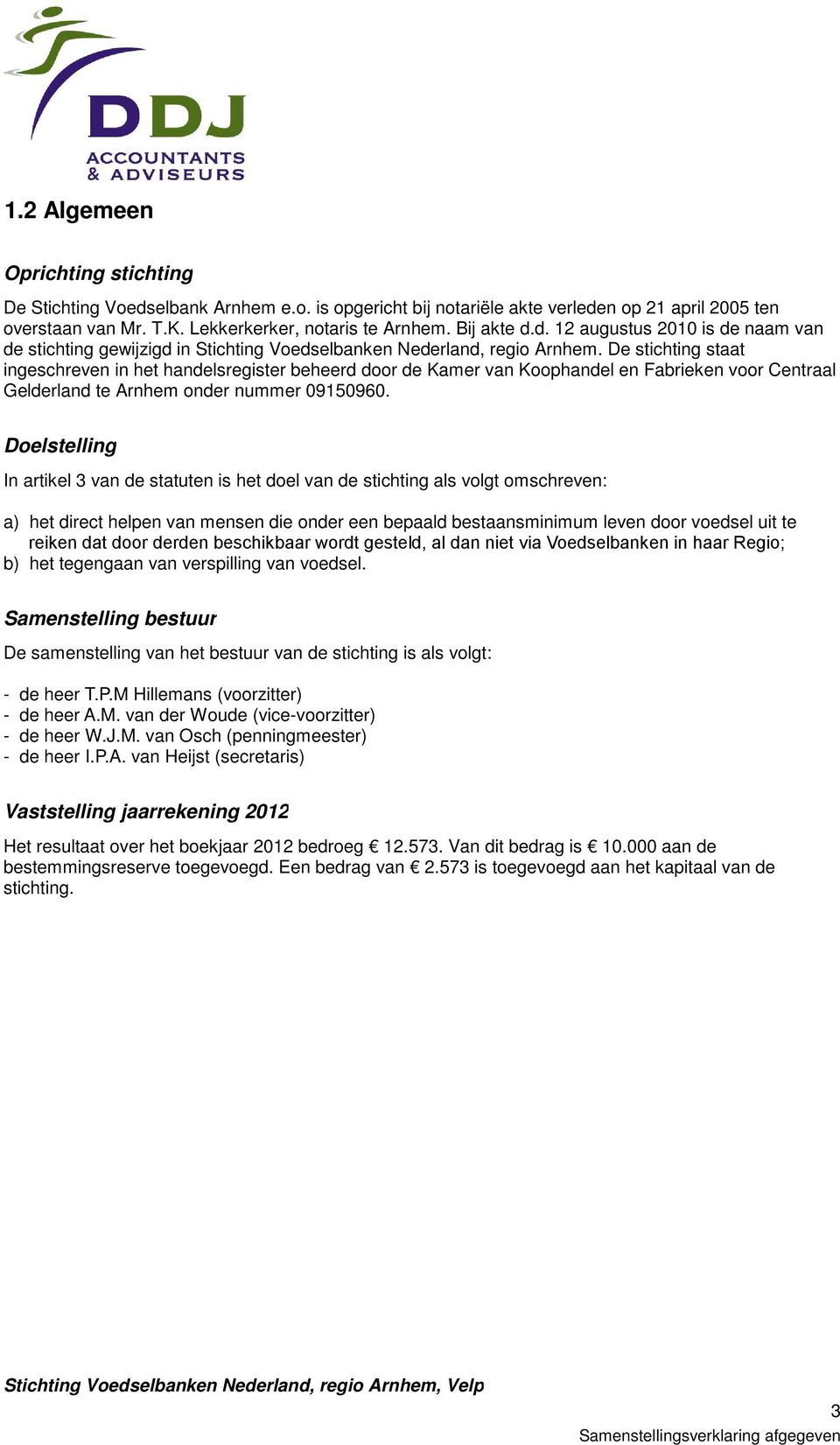 De stichting staat ingeschreven in het handelsregister beheerd door de Kamer van Koophandel en Fabrieken voor Centraal Gelderland te Arnhem onder nummer 09150960.