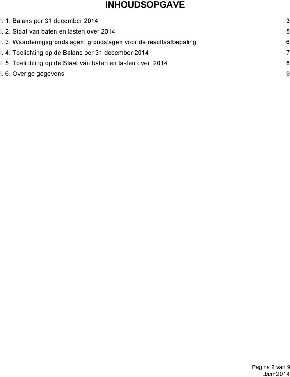 4. Toelichting op de Balans per 31 december 2014 7 I. 5.