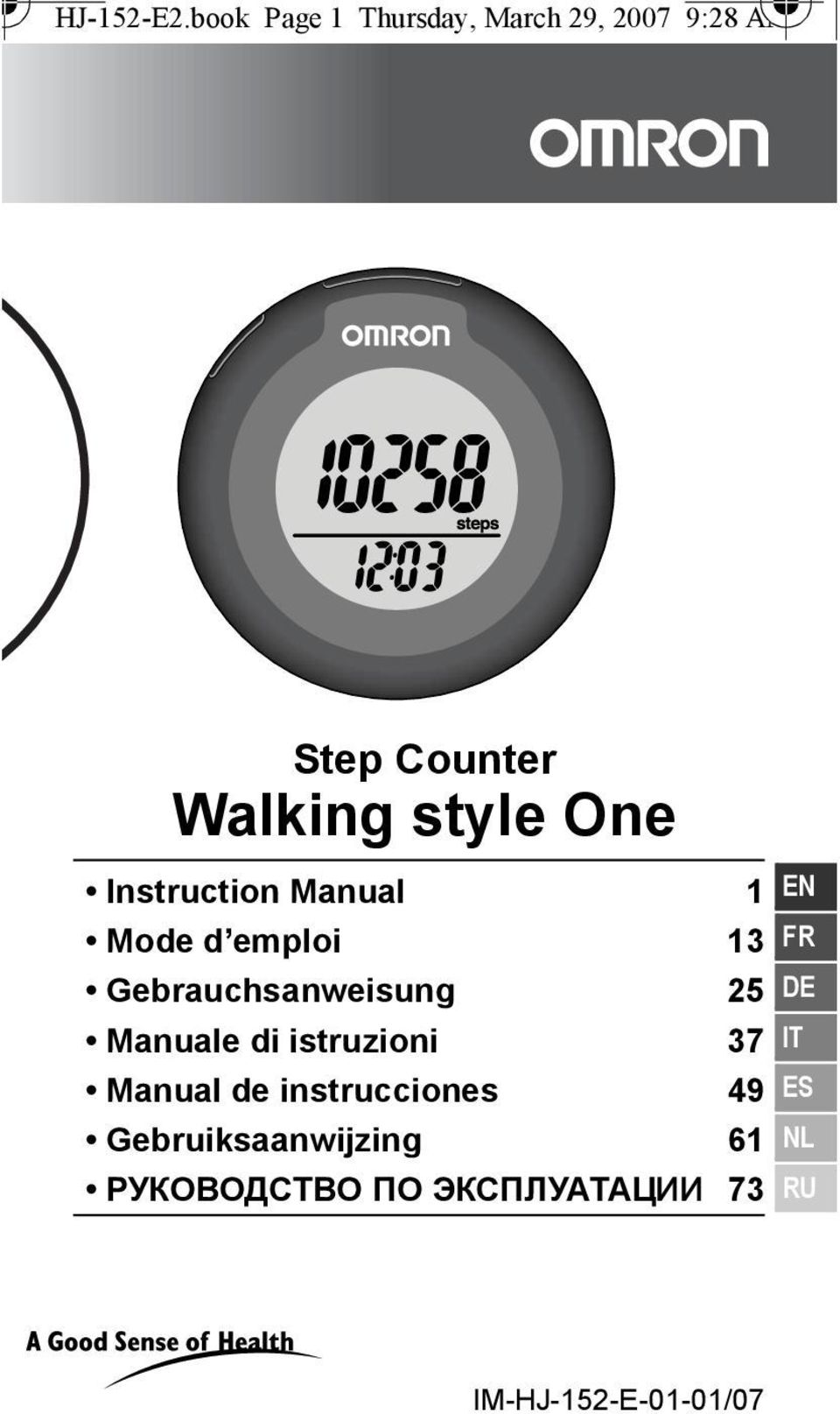 Grafiek altijd nul Step Counter Walking style One - PDF Gratis download