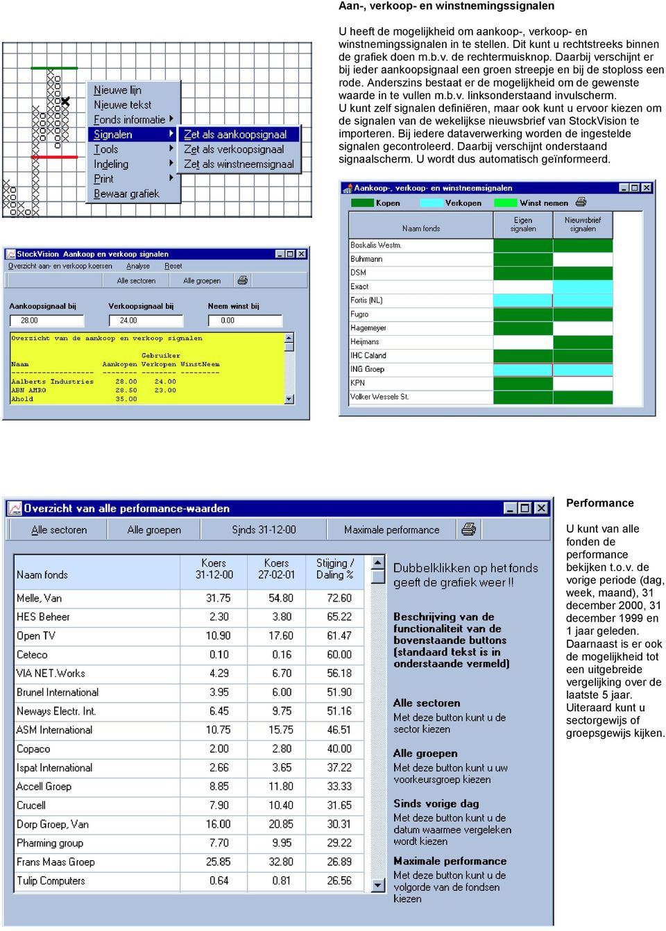 U kunt zelf signalen definiëren, maar ook kunt u ervoor kiezen om de signalen van de wekelijkse nieuwsbrief van StockVision te importeren.