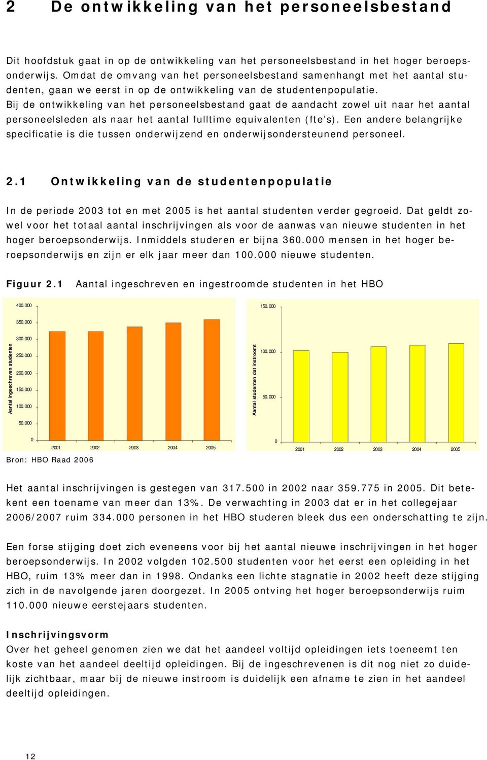 Bij de ontwikkeling van het personeelsbestand gaat de aandacht zowel uit naar het aantal personeelsleden als naar het aantal fulltime equivalenten (fte s).