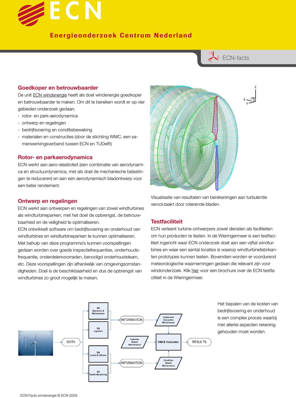 en parkaerodynamica ECN werkt aan aero-elasticiteit (een combinatie van aerodynamica en structuurdynamica, met als doel de mechanische belastingen te reduceren) en aan een aerodynamisch bladontwerp