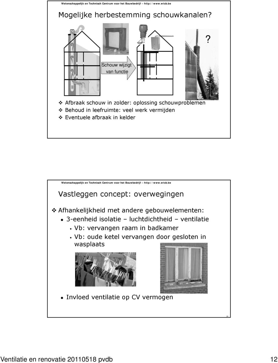 vermijden Eventuele afbraak in kelder Vastleggen concept: overwegingen Afhankelijkheid met andere gebouwelementen: