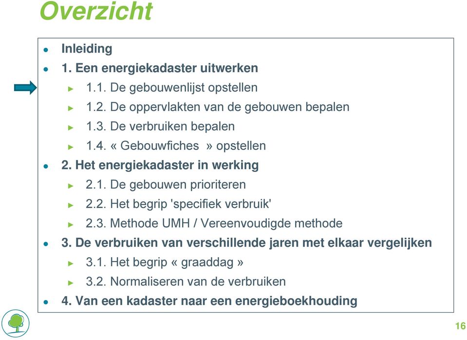 Het energiekadaster in werking 2.1. De gebouwen prioriteren 2.2. Het begrip 'specifiek verbruik' 2.3.