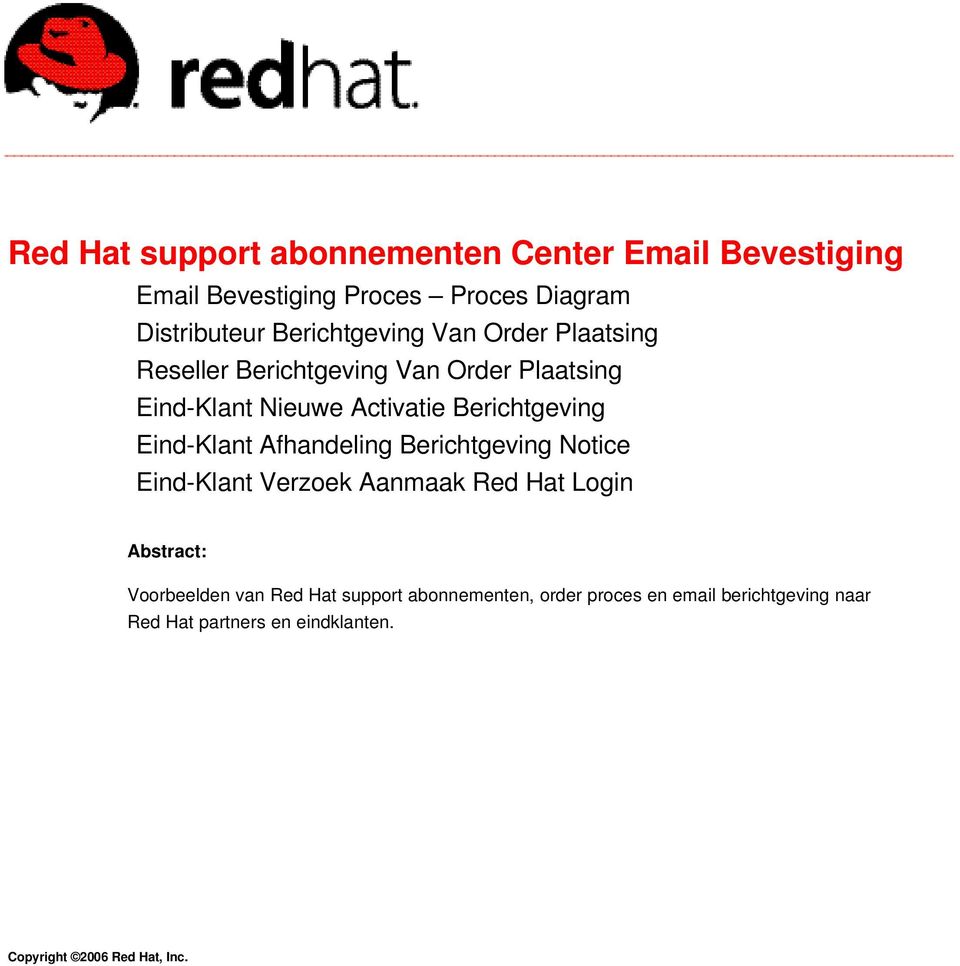 Berichtgeving Eind Klant Afhandeling Berichtgeving Notice Eind Klant Verzoek Aanmaak Red Hat Login Abstract: