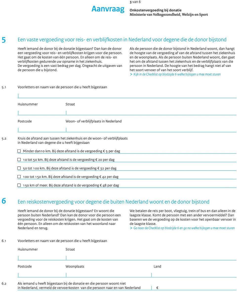 En alleen om de reis- en verblijfkosten gedurende uw opname in het ziekenhuis. De vergoeding is een vast bedrag per dag. Ongeacht de uitgaven van de persoon die u bijstond.