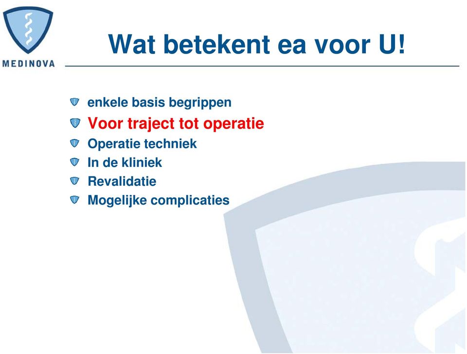 traject tot operatie Operatie