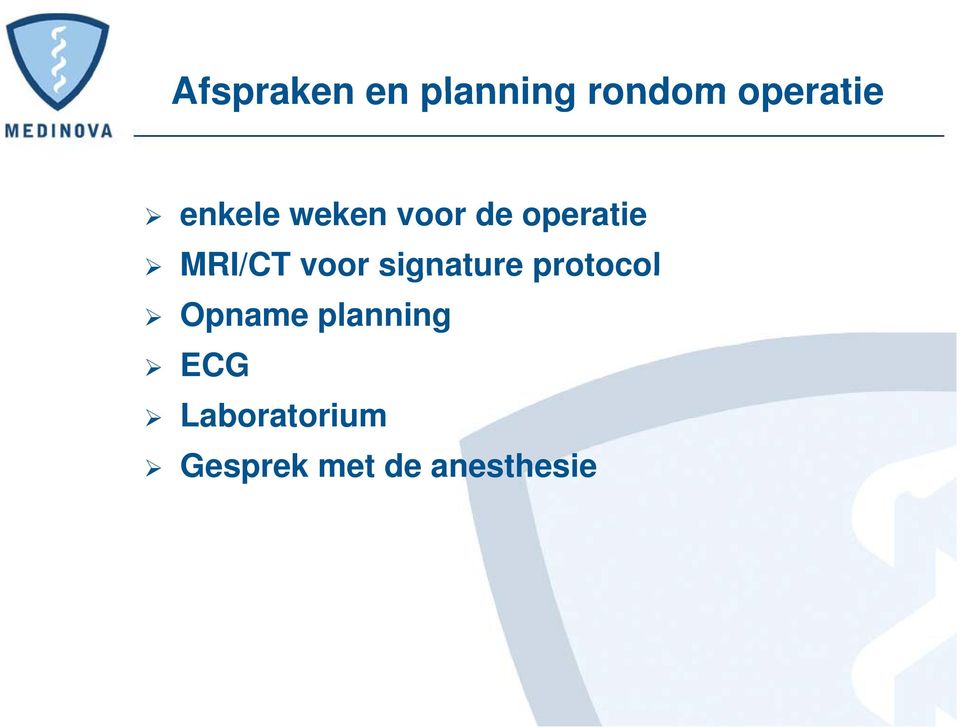 voor signature protocol Opname planning