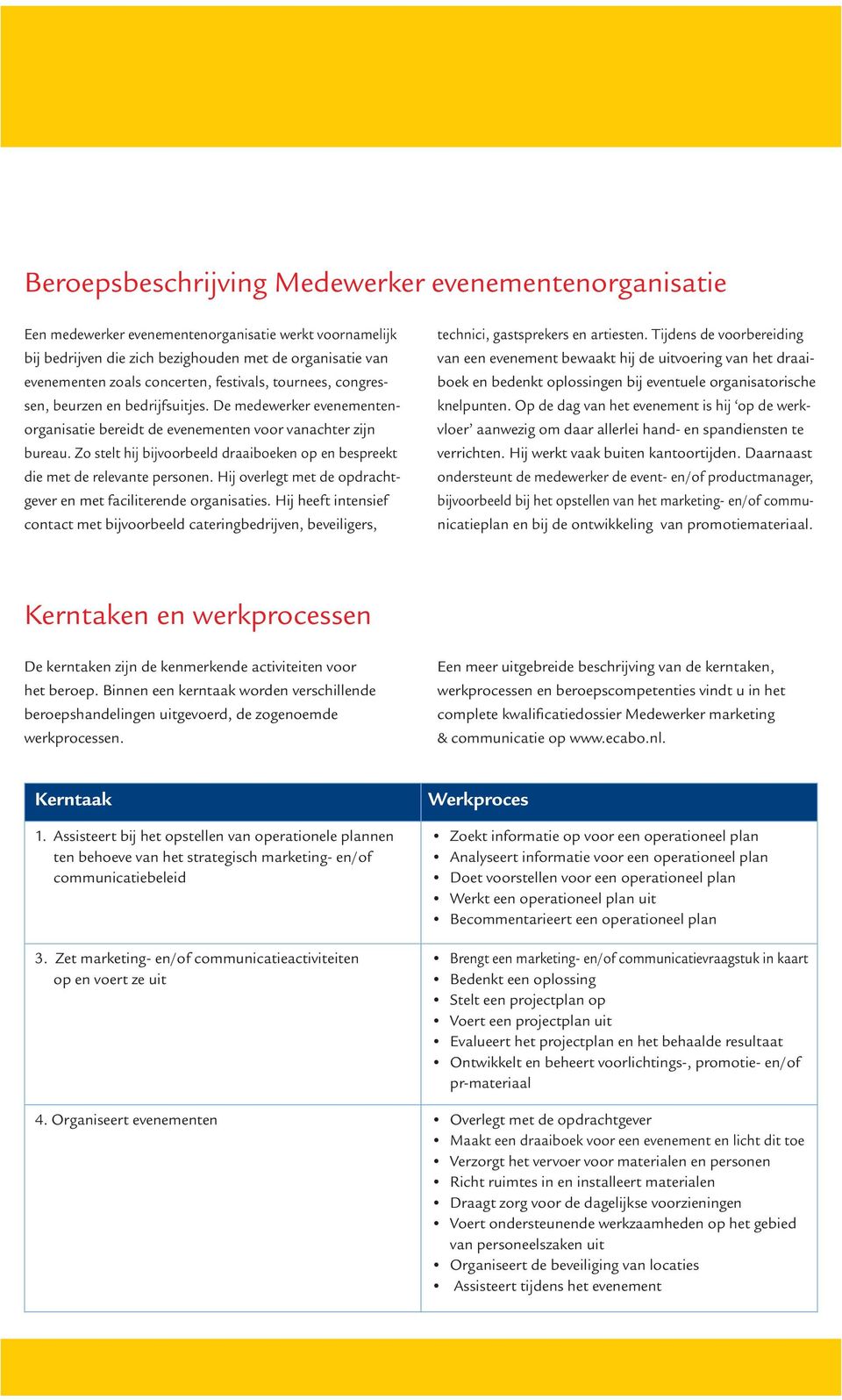 Zo stelt hij bijvoorbeeld draaiboeken op en bespreekt die met de relevante personen. Hij overlegt met de opdracht - gever en met faciliterende organisaties.