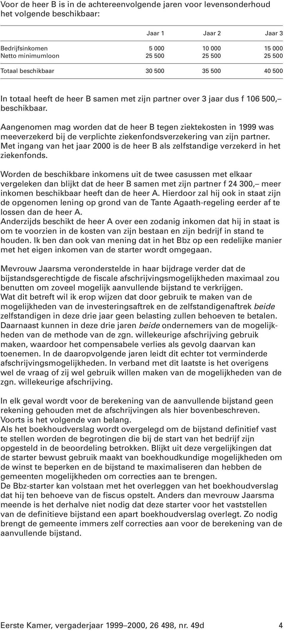 Aangenomen mag worden dat de heer B tegen ziektekosten in 1999 was meeverzekerd bij de verplichte ziekenfondsverzekering van zijn partner.