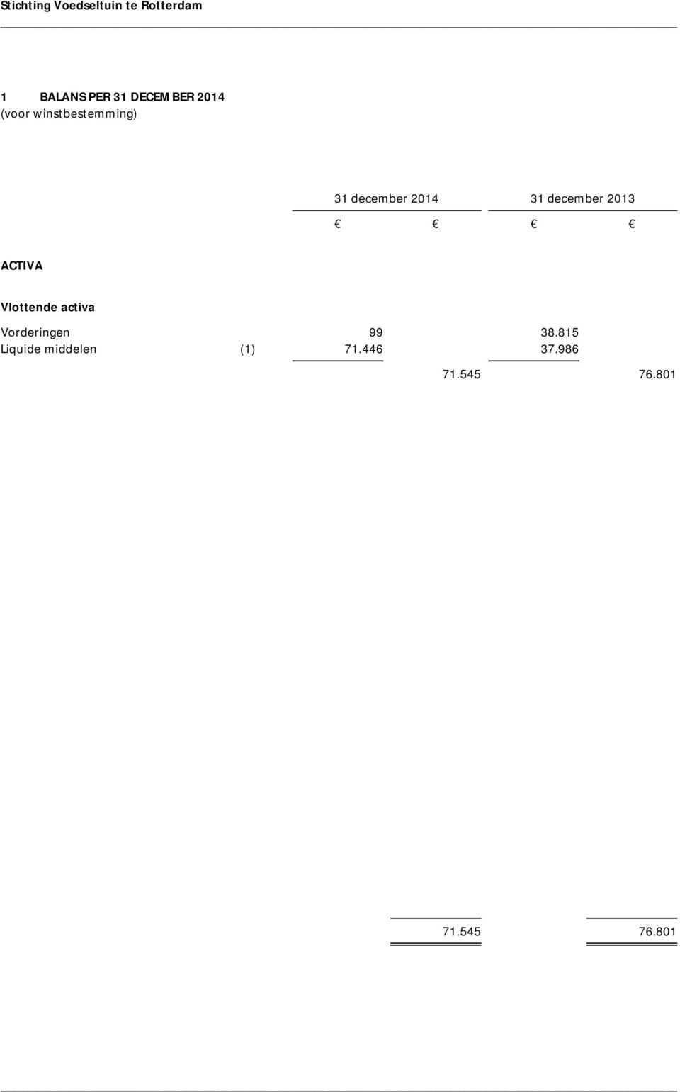 2013 ACTIVA Vlottende activa Vorderingen 99 38.