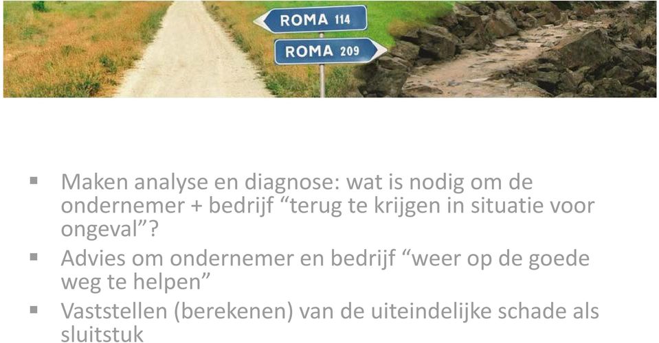 Advies om ondernemer en bedrijf weer op de goede weg te