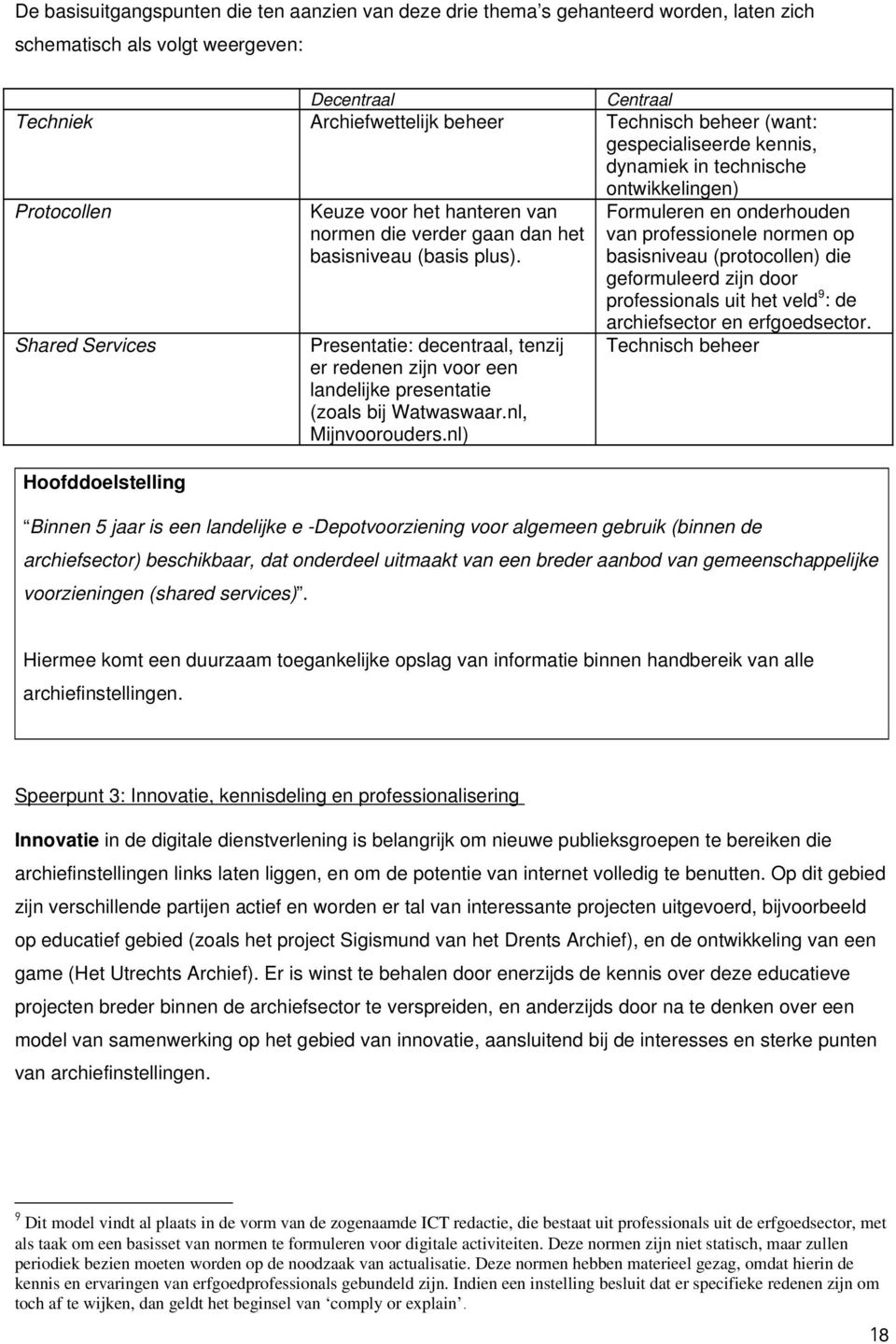 Formuleren en onderhouden van professionele normen op basisniveau (protocollen) die geformuleerd zijn door professionals uit het veld 9 : de Shared Services Hoofddoelstelling Presentatie: decentraal,