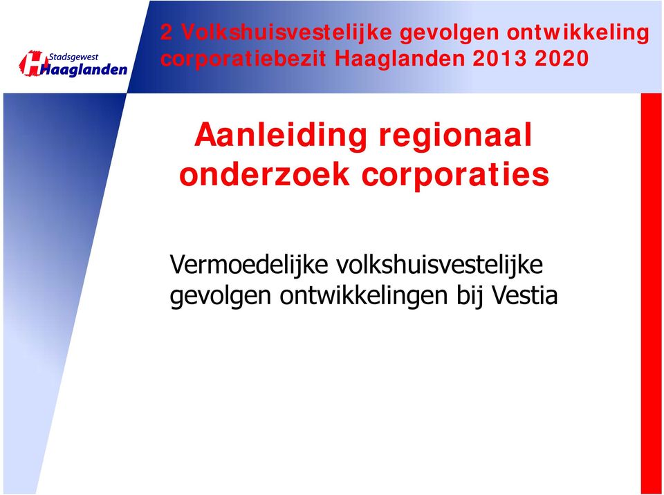 regionaal onderzoek corporaties Vermoedelijke