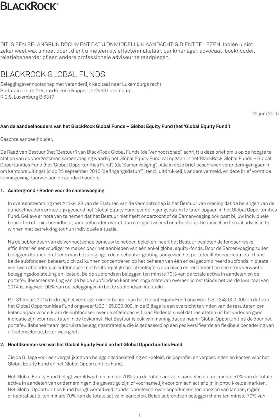 BLACKROCK GLOBAL FUNDS 