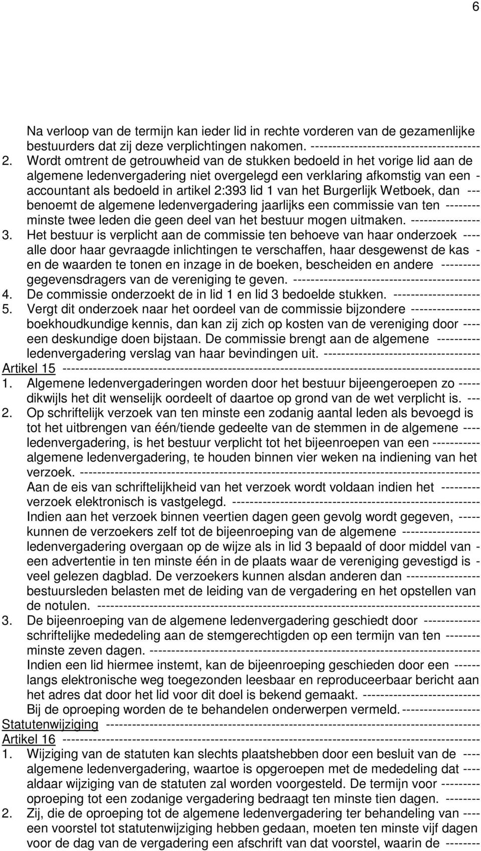 van het Burgerlijk Wetboek, dan --- benoemt de algemene ledenvergadering jaarlijks een commissie van ten -------- minste twee leden die geen deel van het bestuur mogen uitmaken. ---------------- 3.