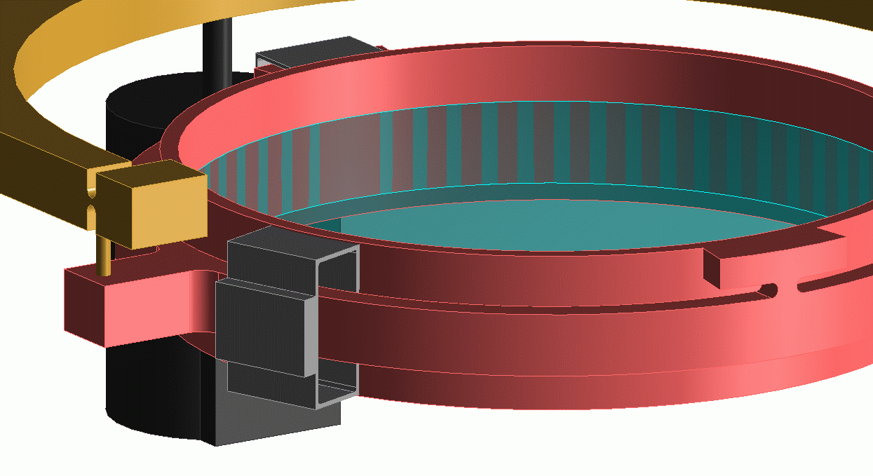 Constructie-uitleg De lens is gevat in een stevige ring waaraan zes gevouwen bladveren zijn bevestigd. Een verstijfd deel op het verticale deel wordt vastgemaakt aan de dragende buis.