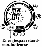 2894-11 Zelfs als de batterijsterkte op niveau 1 of 2 is, kan de sensor van de digitale- kompas-functie, luchtdruk/thermometerfunctie of hoogtemeterfunctie buiten gebruik zijn als er niet genoeg