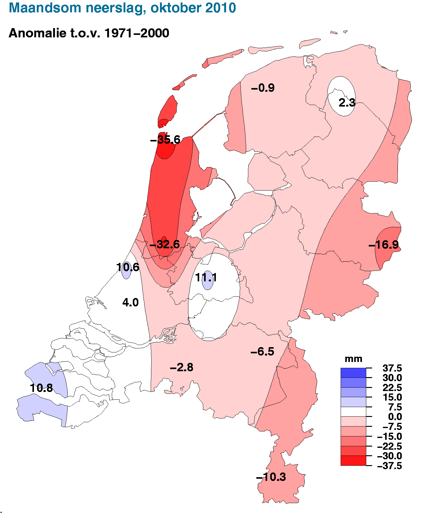 NB. De kaarten zijn gebaseerd op een automatische interpolatie van gegevens van individuele meetstations zonder additionele klimatologische kennis.