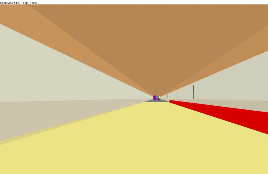 Plafond (promatect) Plafond Wanden (beton) Wanden Barrier (beton) Afzuiging (rood) Wegdek Wegdek (asfalt)