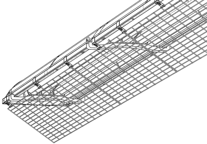 29 Plaats de helft van de ophangbeugels over de lengte van één van de 2 rails : - zonder deze vast te vijzen - op een regelmatige afstand van elkaar Bevestig de uiterste steunen tegen de platen