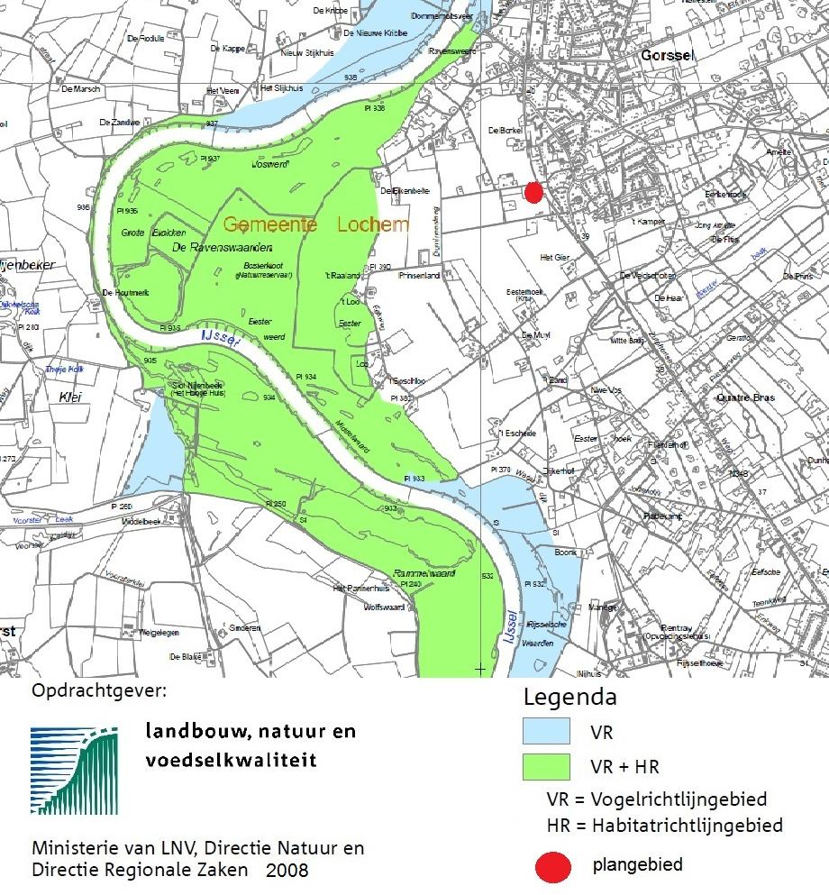 het plangebied ligt ca 600 m van het Gelders Natuurnetwerk af (de Ijsseluiterwaarden in het noordwesten) Het plangebied ligt ca 800 m van