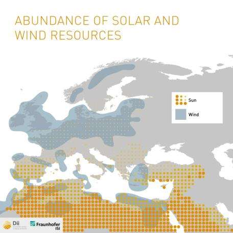 DE DESERTEC VISIE Oogst de hernieuwbare energie daar waar het het meest opbrengt Knoop alle hernieuwbare energie in Europa