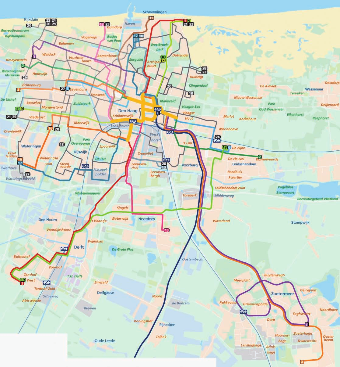 Openbaarvervoerkaart Public transport map Straßenplan der öffentlichen Transportmittel Plan du réseau des transports en
