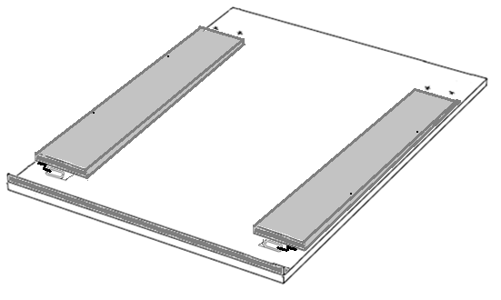 13. Plaats de twee aluminium montageplaten op het vaatwasserfront met de aluminium glijprofielen in de kunststof glijprofielen. 14.