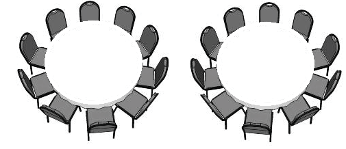 Wiskundige Geletterdheid/V2 4 DBE/2014 (b) Bereken die hoeveelheid loopspasie tussen twee tafels by die plek waar hulle die naaste aan mekaar is, indien die toegelate spasie per stoel 45 cm is.