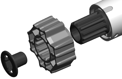 4.1 SEMBLAGE VAN DE BUISVORMIGE MOTOR 1) Plts de loopring (Fig.2 ref.) in de uismotor, tot hij heleml in de geleider in de eindschkelrring zit. 2) Plts de meenemer (Fig.2 ref.) op de motors.