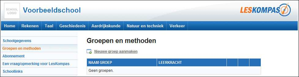 Beheer school Als u de eerste keer als School Beheerder op LesKompas inlogt krijgt u dit scherm te zien.