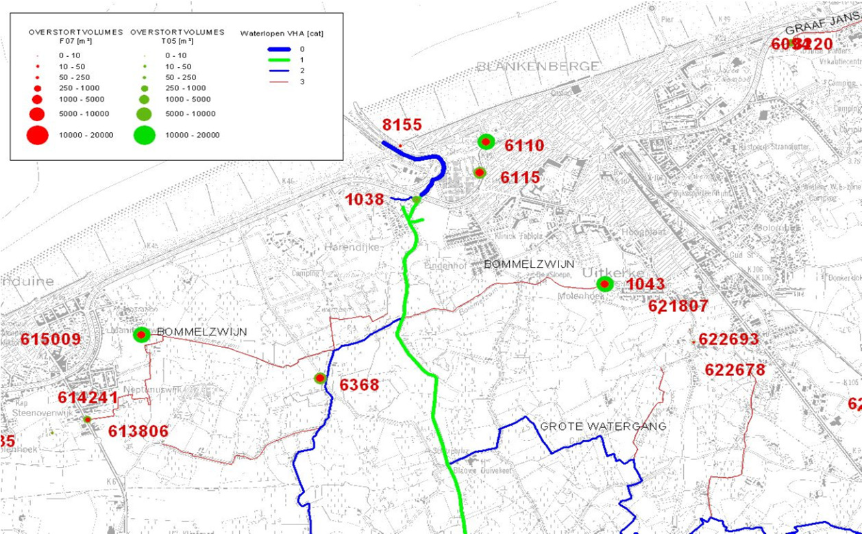 Bijlage 6: Rioleringskaarten omgeving Op bovenstaande kaart wordt de rioleringskaart van een deel van Blankenberge en Zeebrugge weergegeven.