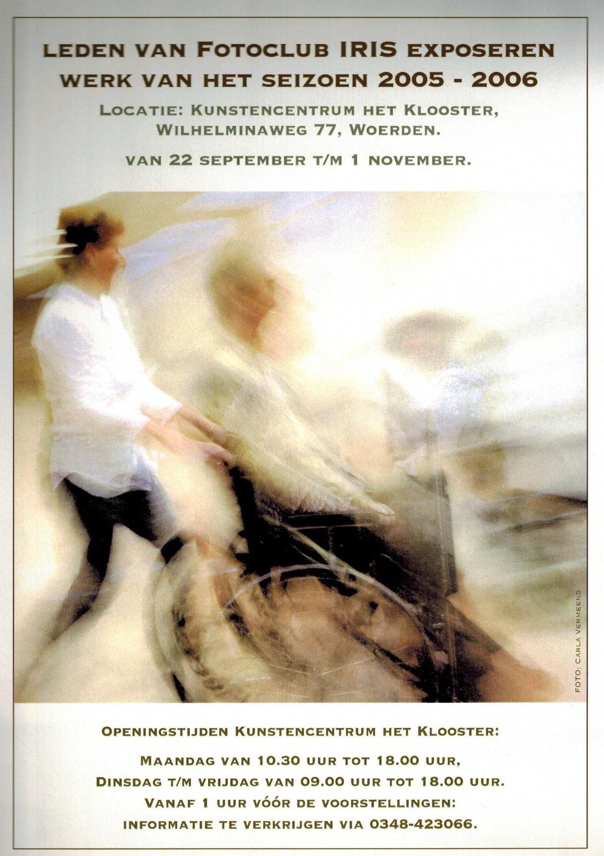 Met haar foto swingende wielen wint Carla Vermeend in 2006 de Iristrofee. Anno Visser behaalde de 2 e plaats en Menno Cornelissen de derde prijs.