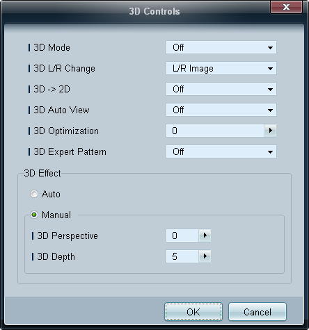 Geavanceerde functies 3D Mode Selecteer de 3D-invoerindeling. 3D L/R Change wissel de linker- en rechterbeelden. 3D 2D geeft alleen voor het linkeroog het beeld weer.