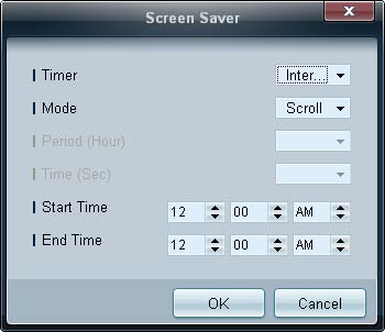 Screen Saver Deze functie voorkomt scherminbranding wanneer er gedurende een langere periode een statisch beeld op het scherm wordt weergegeven. Timer: U kunt de timer instellen voor Screen Saver.