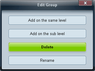 Add on the sub level: Hiermee maakt u een subgroep onder de geselecteerde groep. 3 Voer de naam van de groep in.
