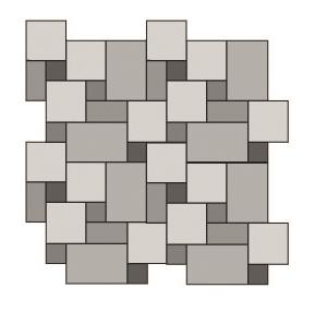 Romeins verband Een Romeins verband is een mengeling (module) van 12 tegels: 4 grote vierkante tegels, 4 kleine vierkante tegels, 2 grote rechthoeken en 2 kleine rechthoeken.
