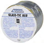 Afdichtbanden Petrolatum Glass-tic Alu Aluminiumkleurige, zelfklevende afdichtband op basis van petrolatum voor het afdichten, beschermen en repareren van glazen daken, T-ijzers, dakgoten en