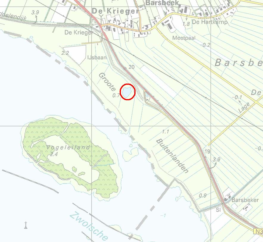 Afbeelding 5.2 Ligging locaties met het voorkomen van de rietzanger in het Zwarte Meer. Het gebied met de locaties is aangegeven met een rode cirkel.